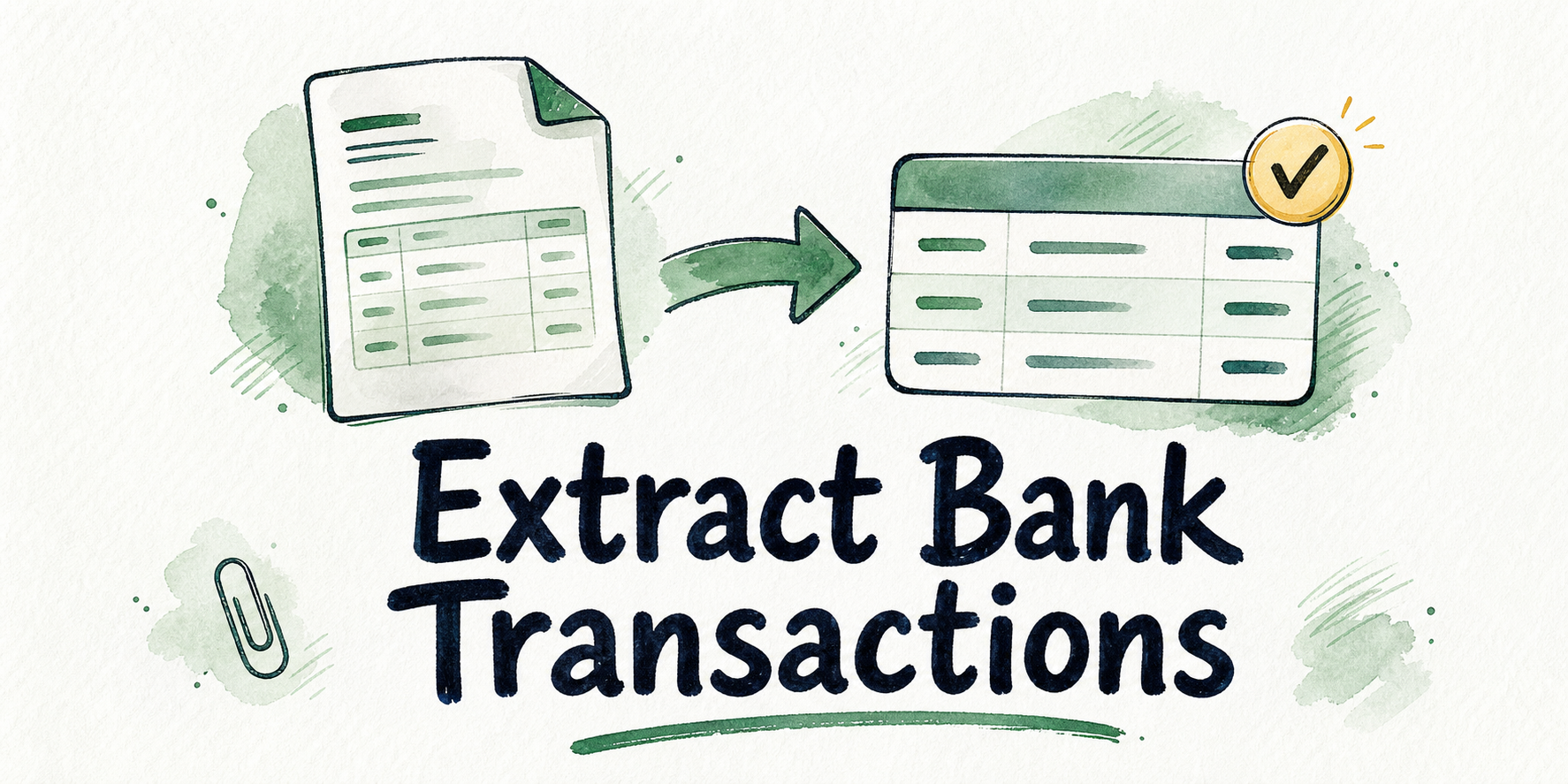 Hand-drawn editorial illustration for API to Extract Transactions from PDF Bank Statements