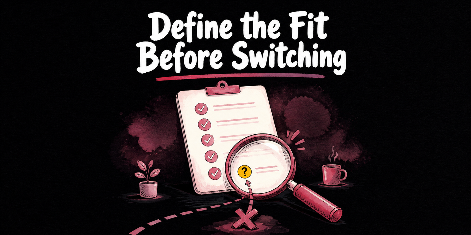 A magnifying glass examines one open item on a private checklist before a path splits into proceed or pause.