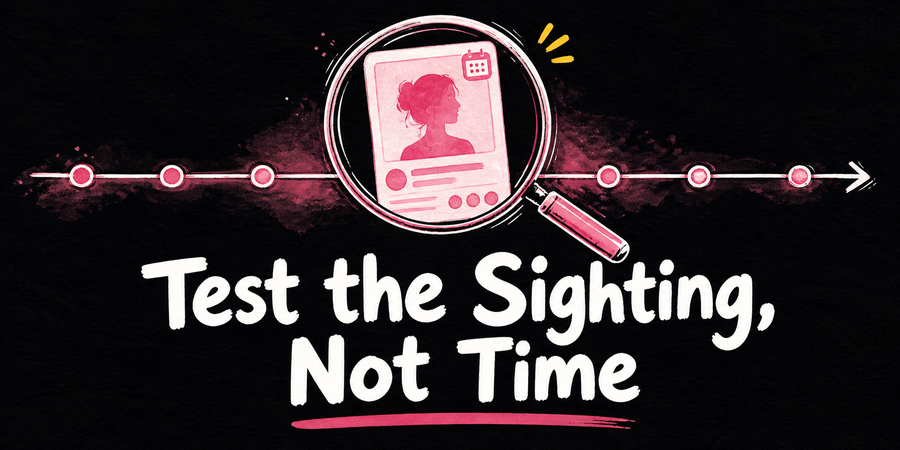 A dated profile card passes through a magnifying lens, while an open-ended timeline shows there is no universal visibility period.