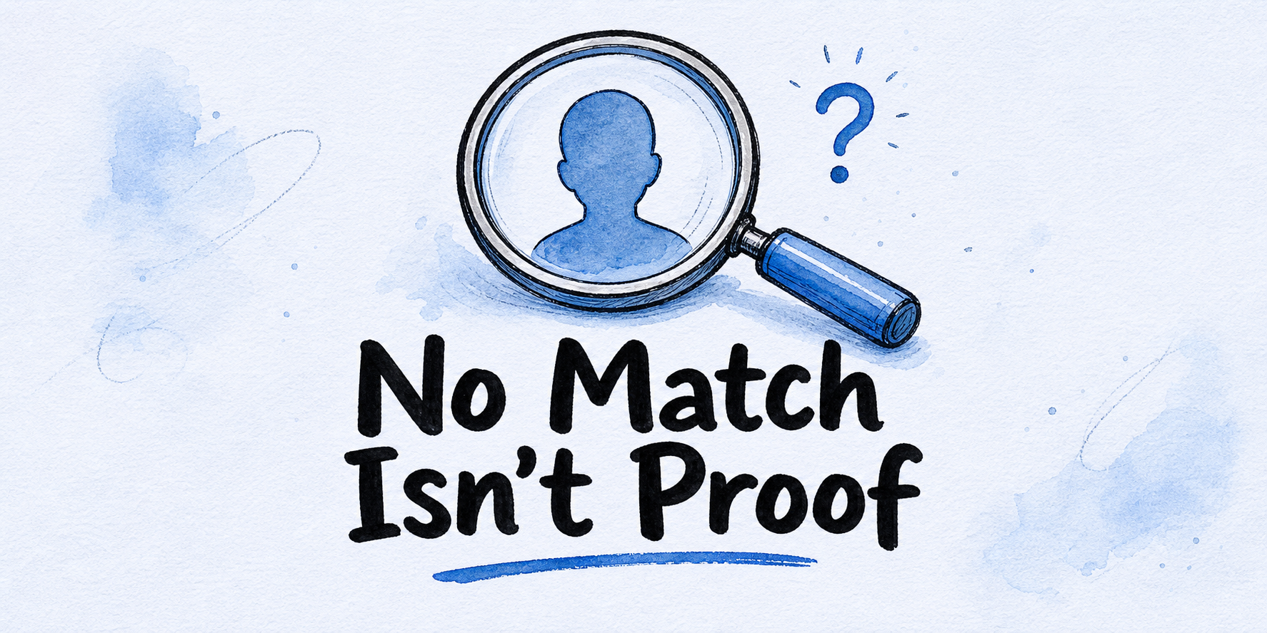 Hand-drawn editorial illustration for Dating Profile Photo Search: Why No Results Appear