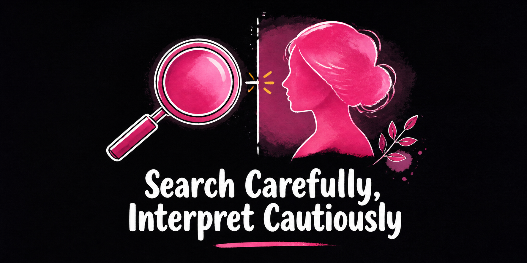A magnifying glass examines an abstract profile silhouette while a bright boundary line marks lawful limits.
