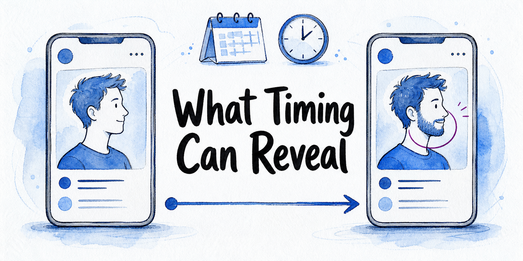 Hand-drawn editorial illustration for Is Someone Active on Grindr? Read the Timing Evidence