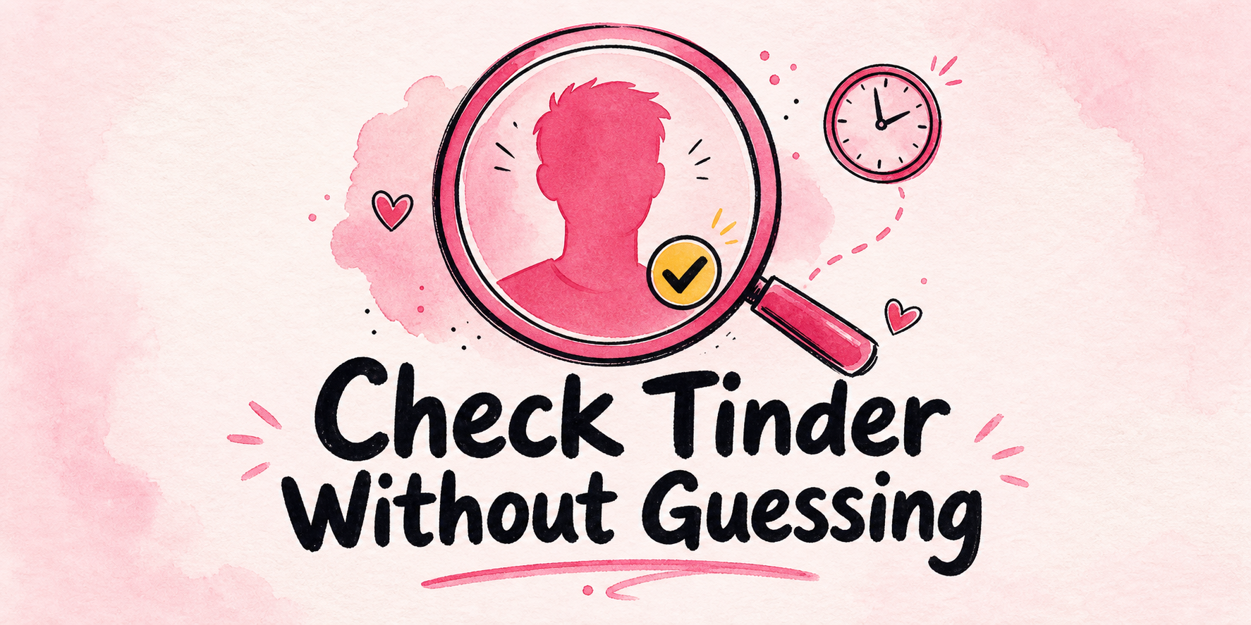 Hand-drawn editorial illustration for How to Check If Someone Is on Tinder Without Guessing